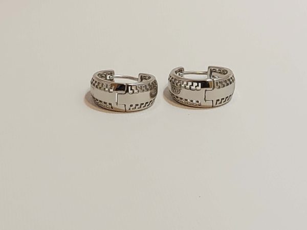 گوشواره قفلی بافتی نقره‌ای