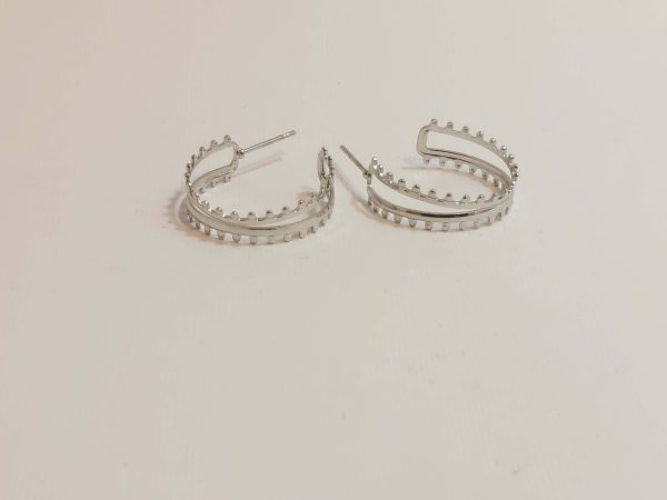 گوشواره فول نگین ریز نقره ای