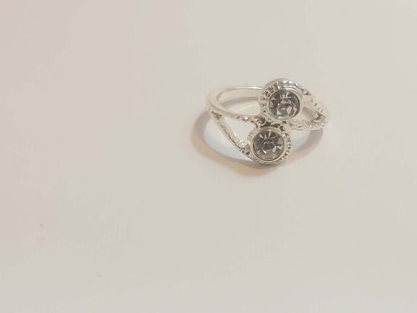 حلقه بدل نقره ای دو سر الماسی